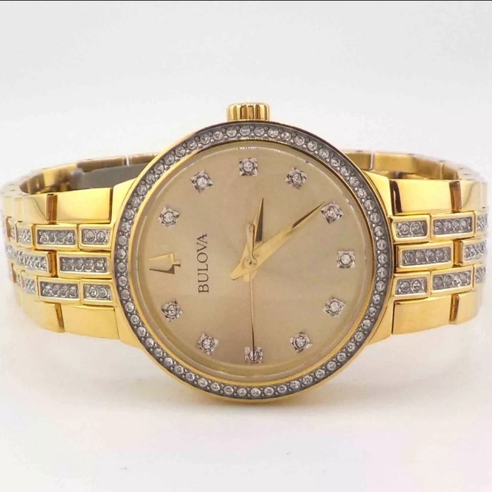 ***BRAND NEW*** Bulova Womens Crystal Accent Gold Tone Stainless Steel - Picture 5 of 9